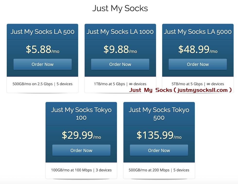 JustMySocks官网首页