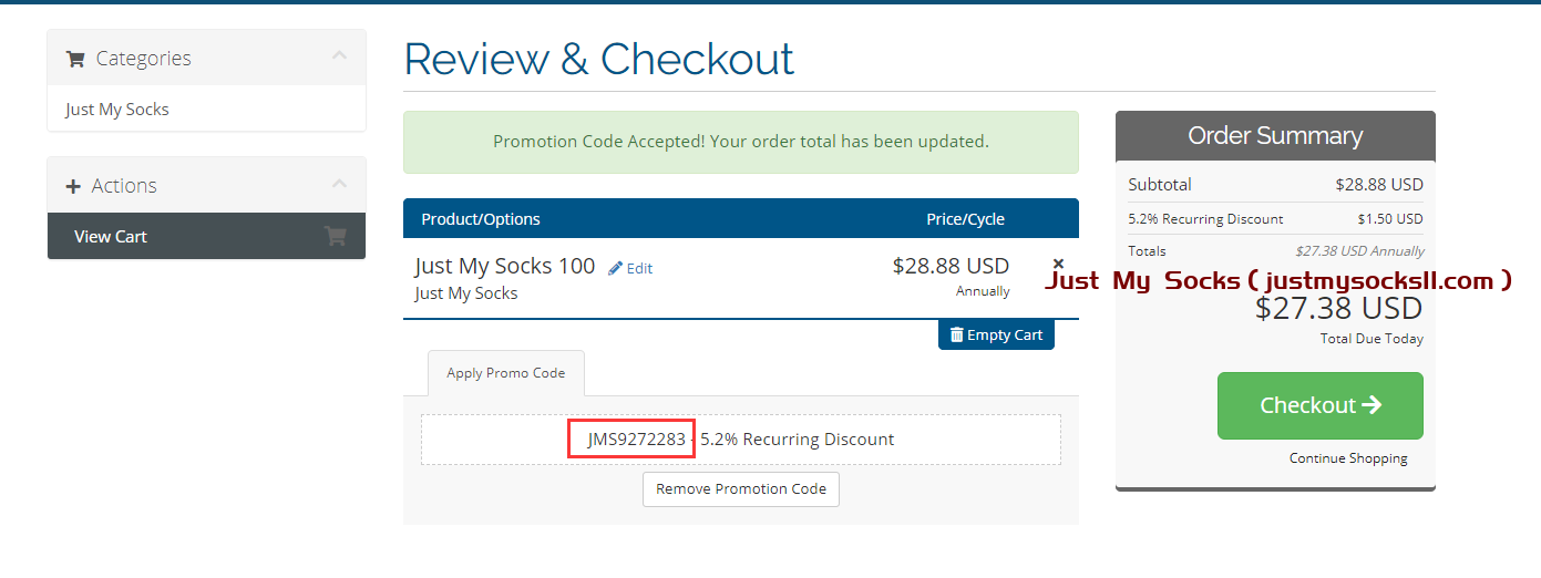 Just My Socks优惠码使用