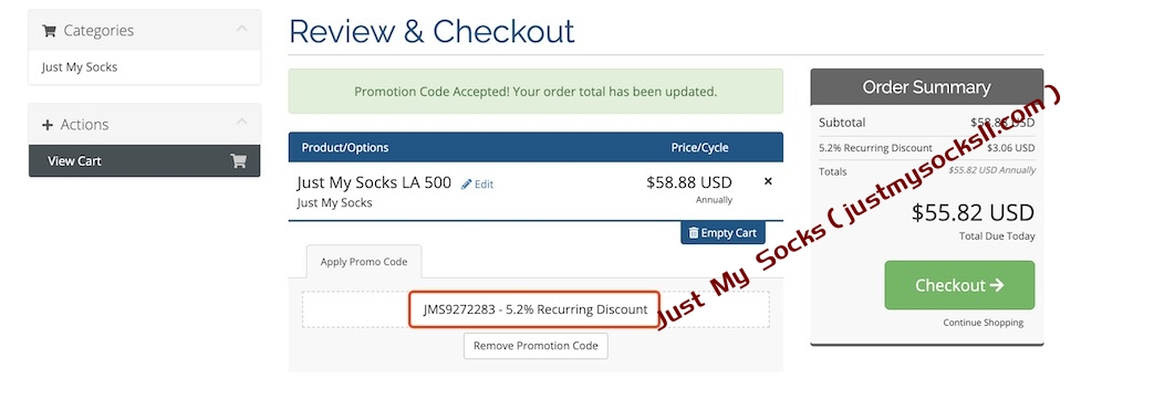 Just My Socks优惠码使用教程